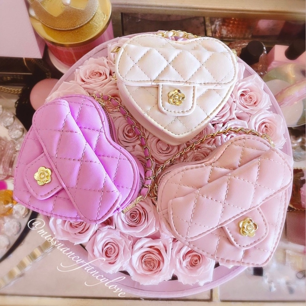 heart quilted mini crossbody purse